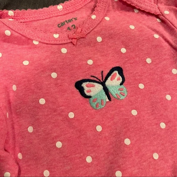 Carter’s Butterfly Matching Set Size 12M Pink White Blue Polka Dots Spring Love - Picture 2 of 9